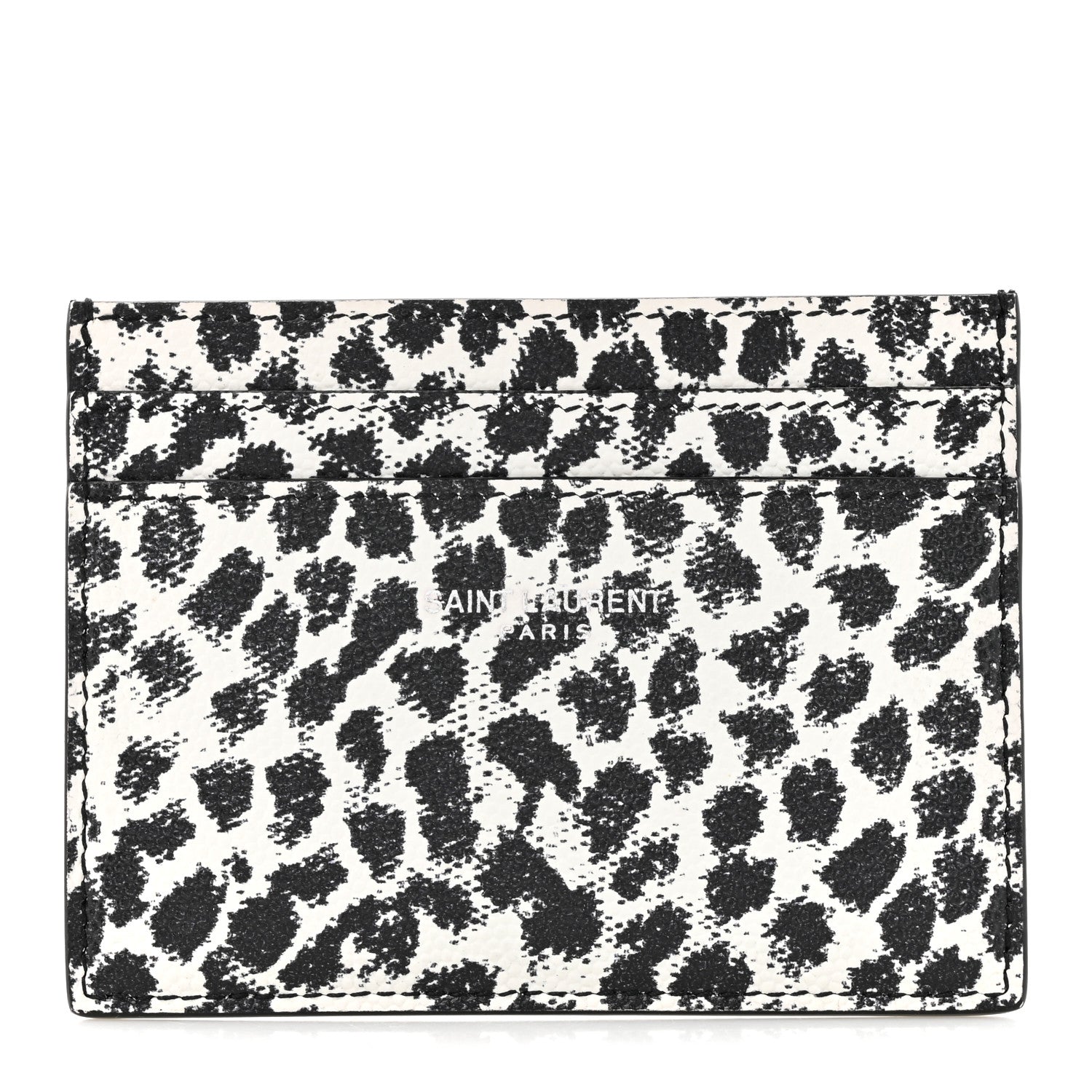 Saint Laurent Grain De Poudre Baby Cat Print Card Case White Black 1 of 9