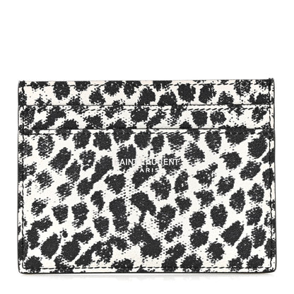 Saint Laurent Grain De Poudre Baby Cat Print Card Case White Black 1 of 9