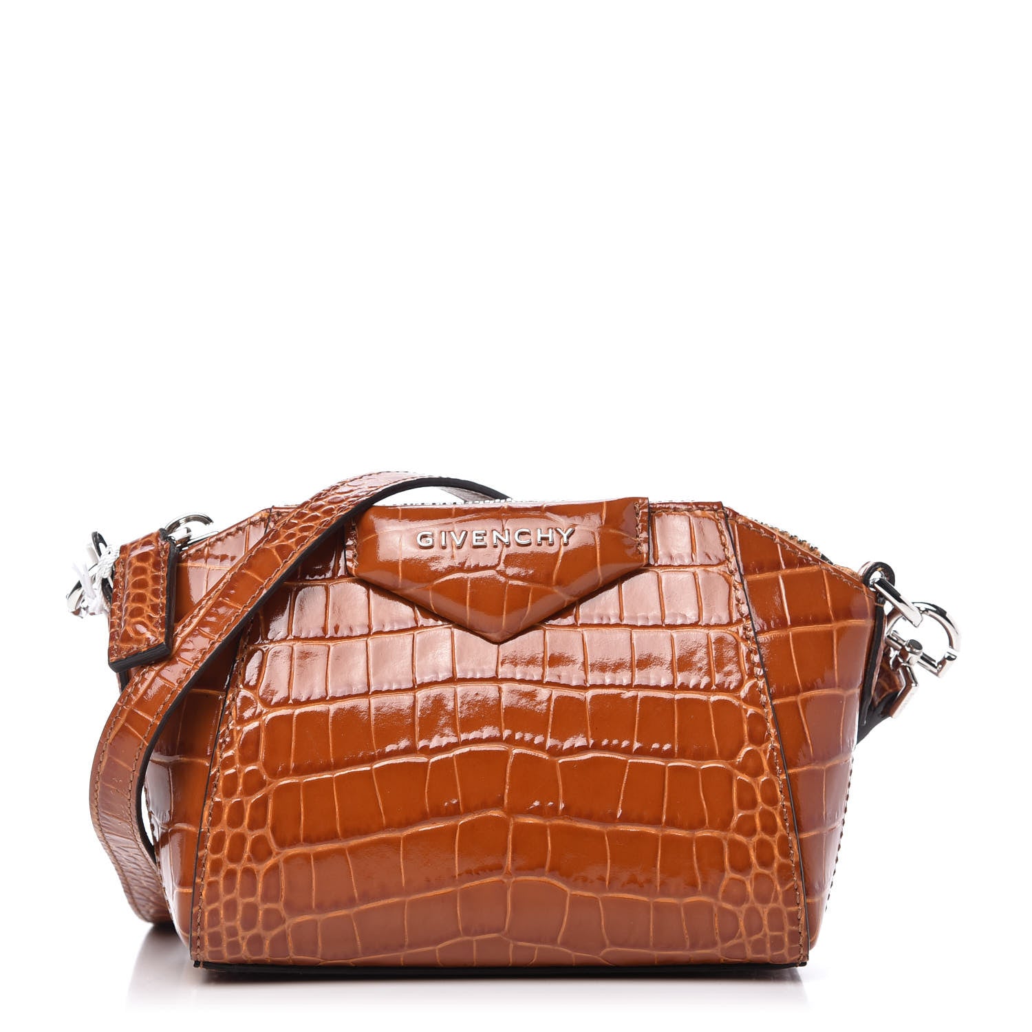 Givenchy Calfskin Crocodile Embossed Nano Antigona Tan 1 of 9