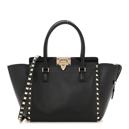 Valentino Garavani Vitello Small Rockstud Double Handle Tote Black 1 of 9