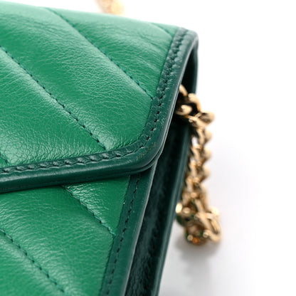 Gucci Azalea Calfskin Enamel Matelasse Diagonal Torchon GG Marmont Chain Wallet New Shamrock Emerald 13 of 13
