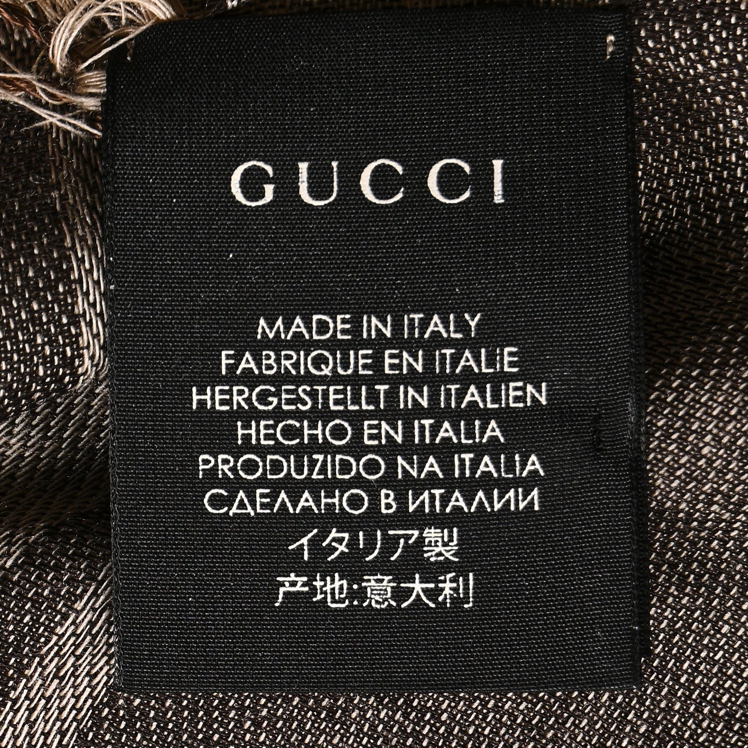 Gucci Wool Silk GG Monogram Diamante Plaid Surviee Shawl Beige Dark Brown 2 of 3