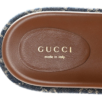 Gucci New Denim GG Monogram Angelina Platform 55mm Slide Sandals 36.5 Blue Tea 8 of 9