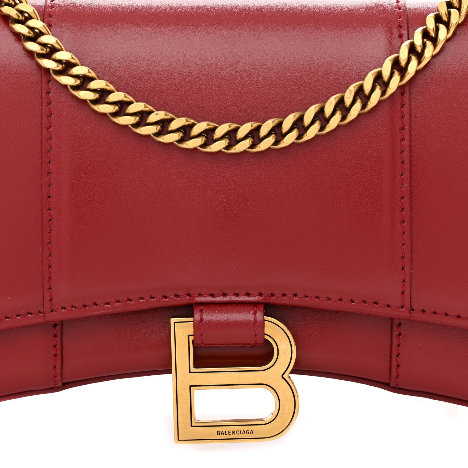 Balenciaga Shiny Box Calfskin Hourglass Chain Bag Bright Red 7 of 9