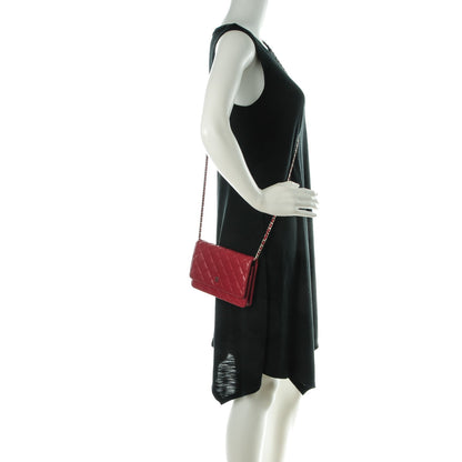 Chanel Lambskin Quilted Wallet On Chain WOC Red 2 of 8