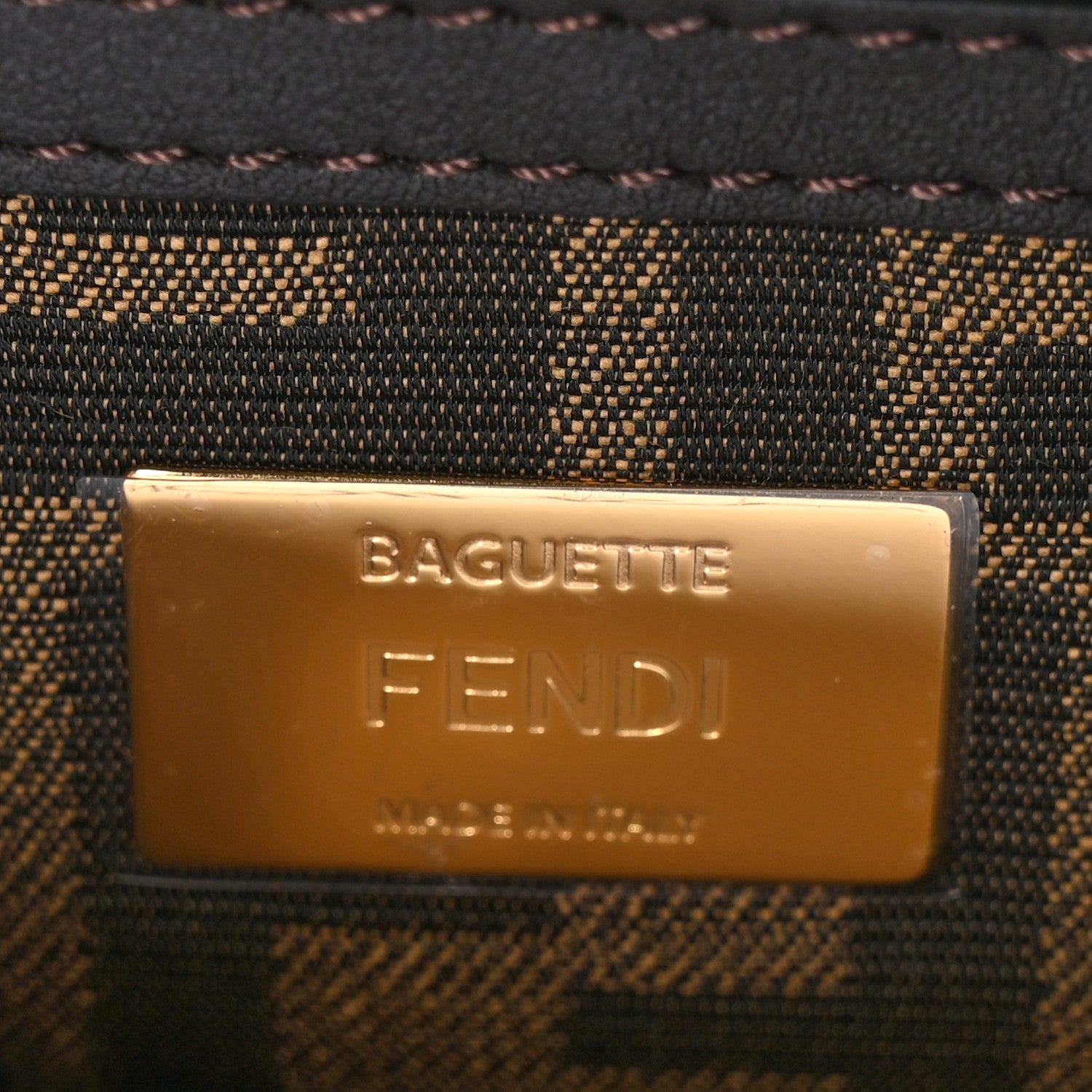 Fendi Fabric Jacquard FF 1974 Medium Baguette Tobacco Moro Black 6 of 10