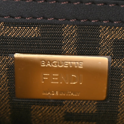 Fendi Fabric Jacquard FF 1974 Medium Baguette Tobacco Moro Black 6 of 10