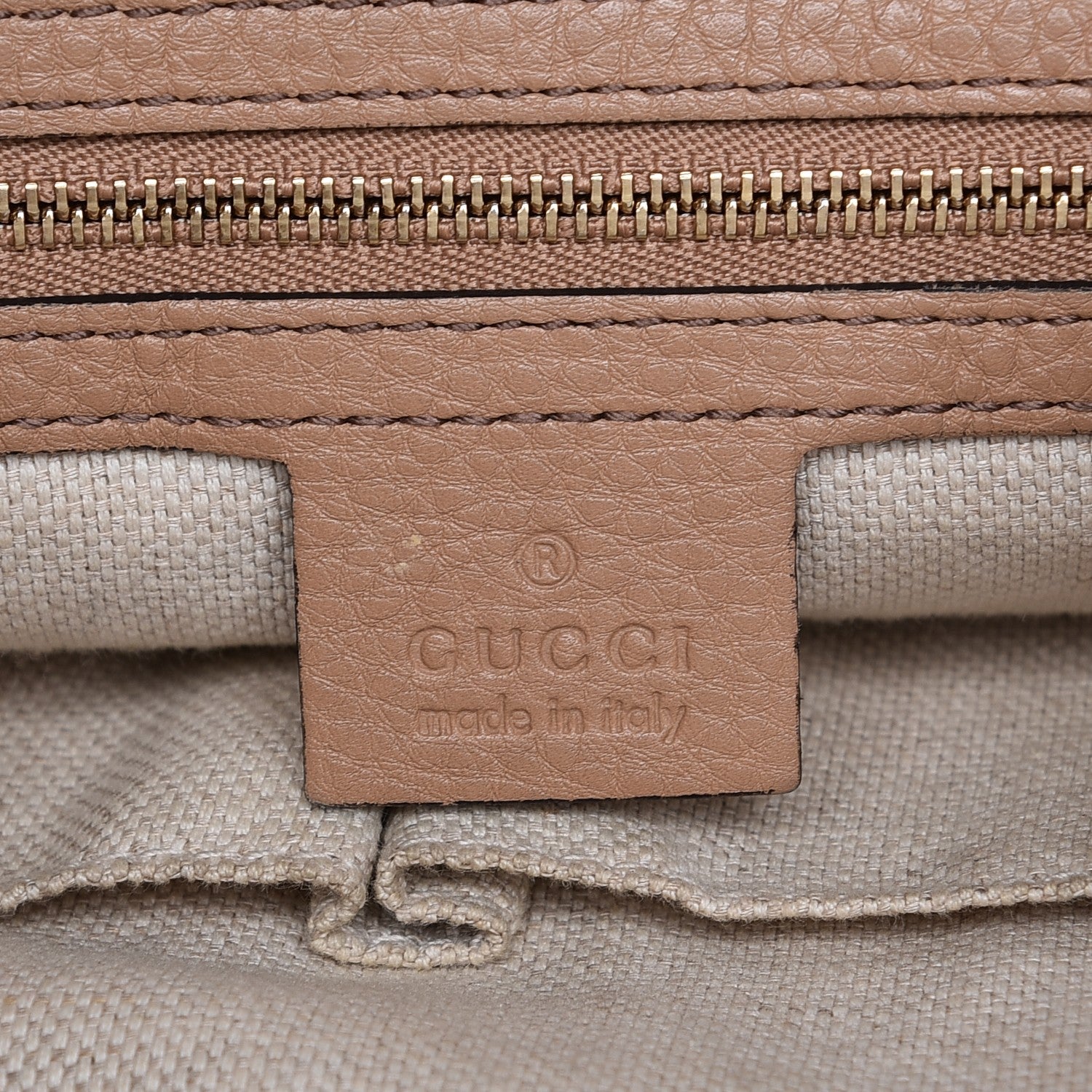 Gucci Pebbled Calfskin Medium Soho Chain Shoulder Bag Rose Beige 7 of 14