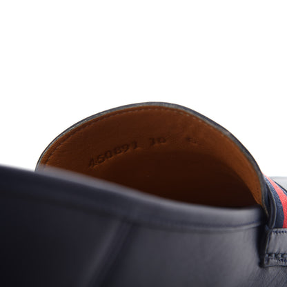 Gucci Velvety Calfskin Web Mens Noel Driver Loafers 10 Blue 11 of 12
