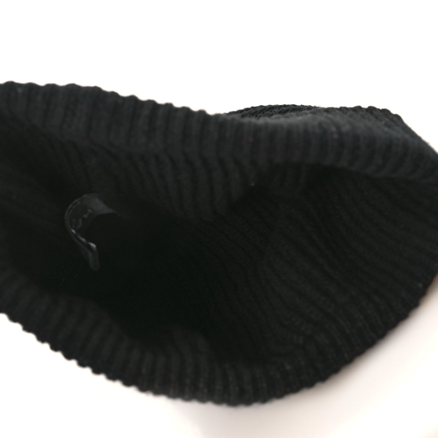 Cashmere Sequin Logo Beanie Hat Black Gold