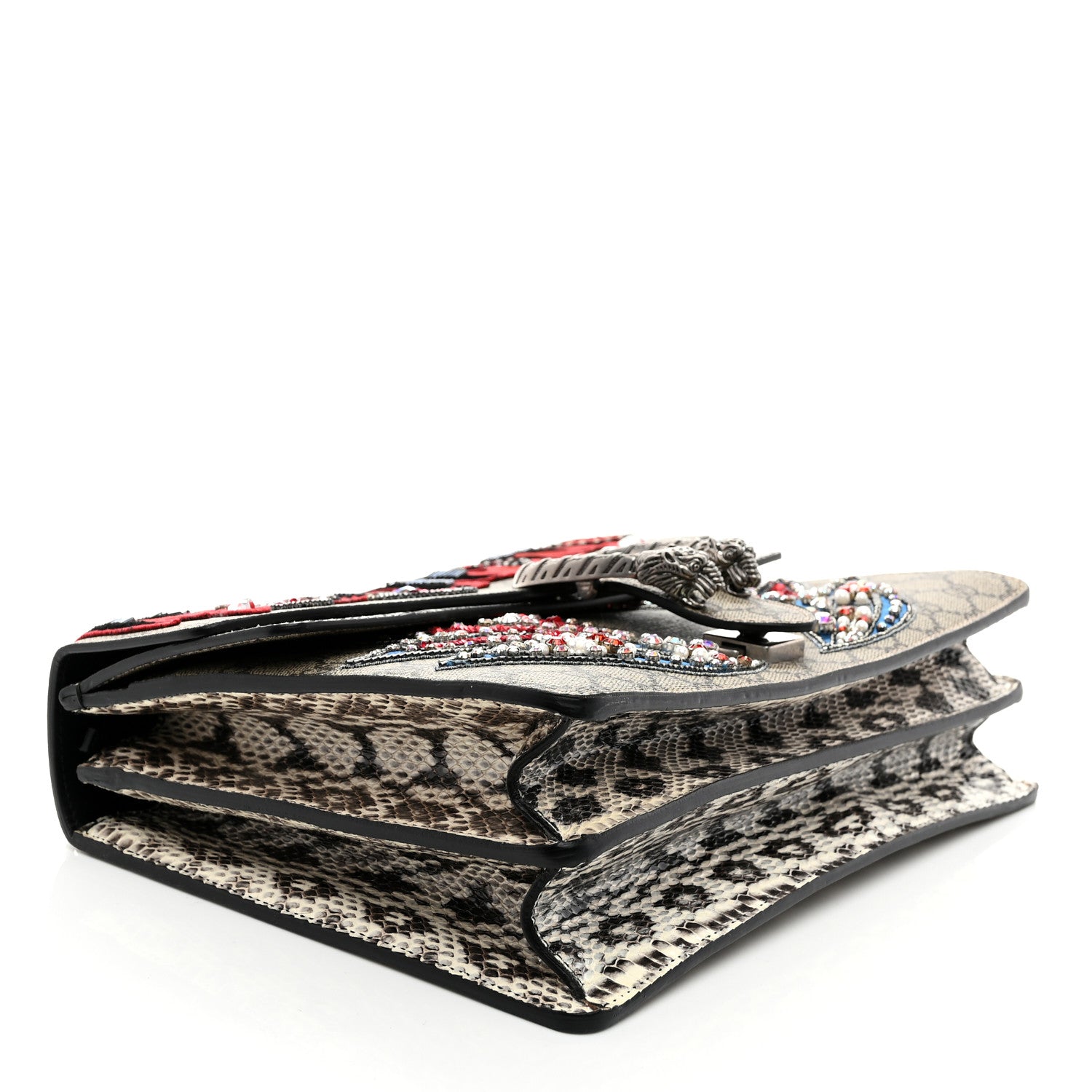 Gucci GG Supreme Monogram Snakeskin Crystal Magnetismo Embroidered Medium Dionysus Shoulder Bag 4 of 10