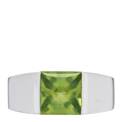 Cartier 18K White Gold Peridot 8mm Tank Ring 54 7 1 of 4