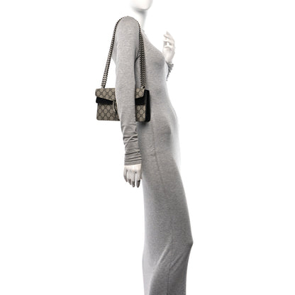 Gucci GG Supreme Monogram Suede Crystal Small Dionysus Shoulder Bag Beige Ebony Black 2 of 10