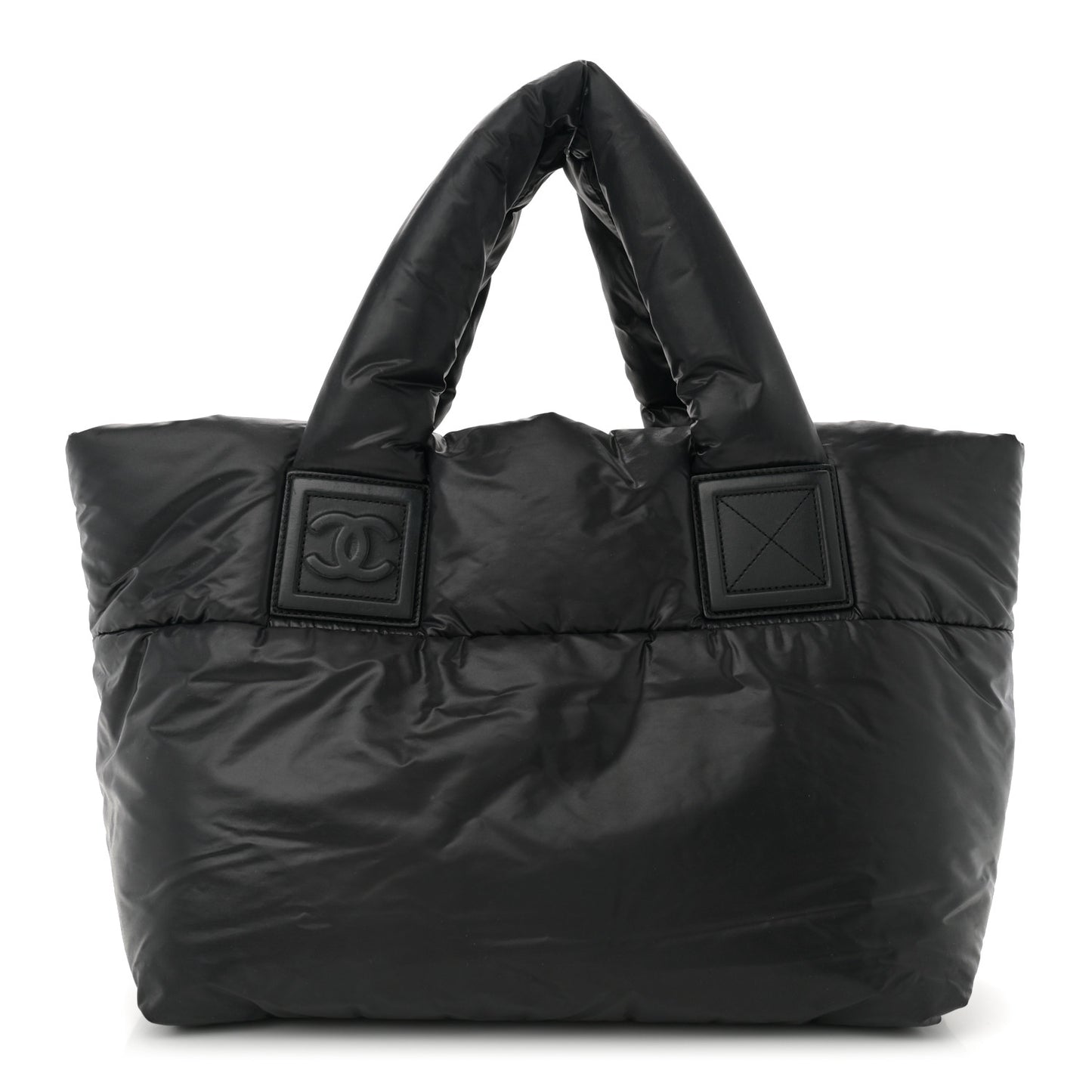 Nylon Quilted Small Coco Cocoon Reversible Tote Black