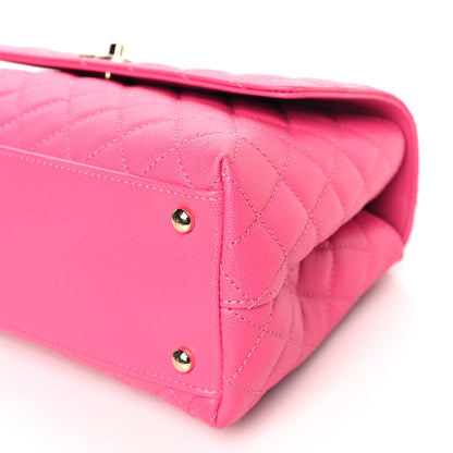 Chanel Caviar Quilted Small Coco Handle Flap Dark Pink 9 of 9