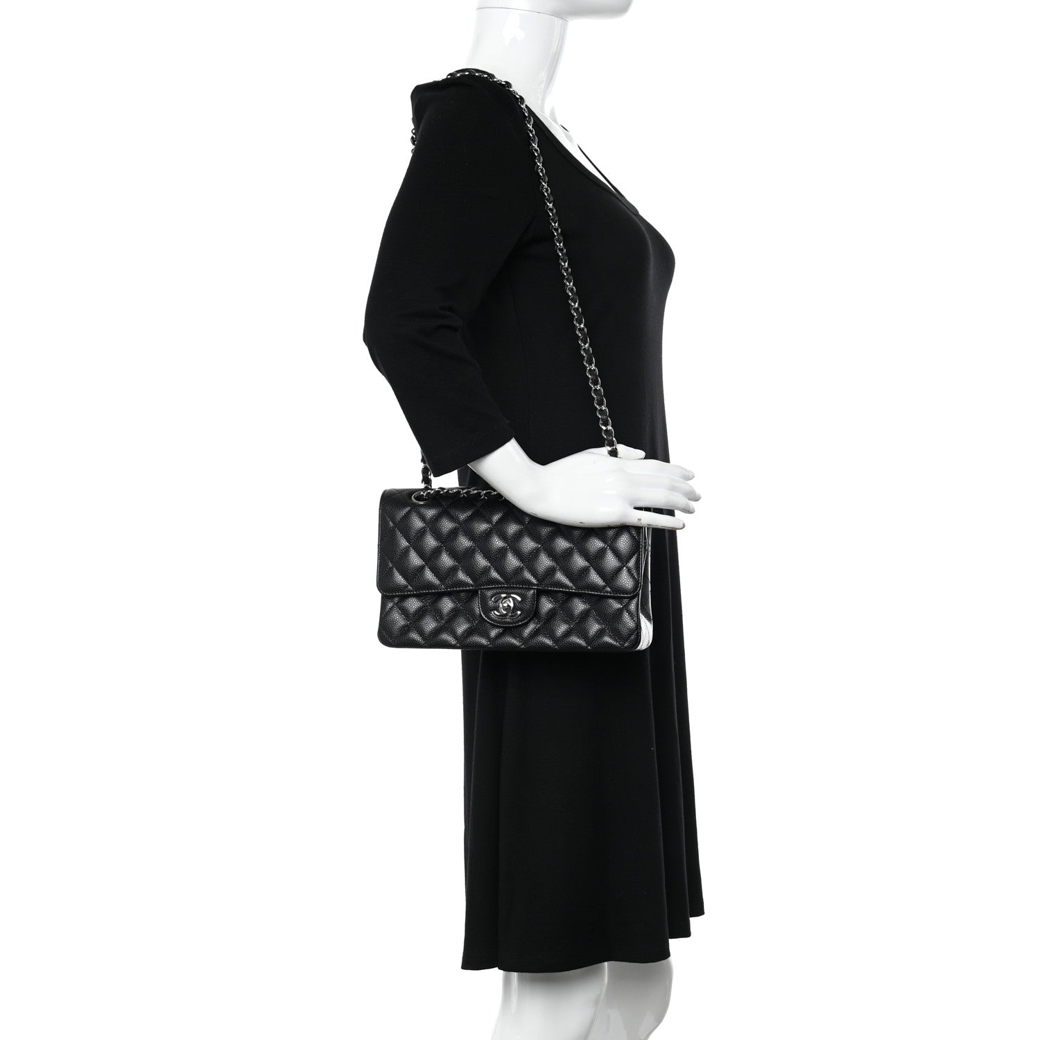 Chanel Caviar Quilted Medium Double Flap Black 2 of 12