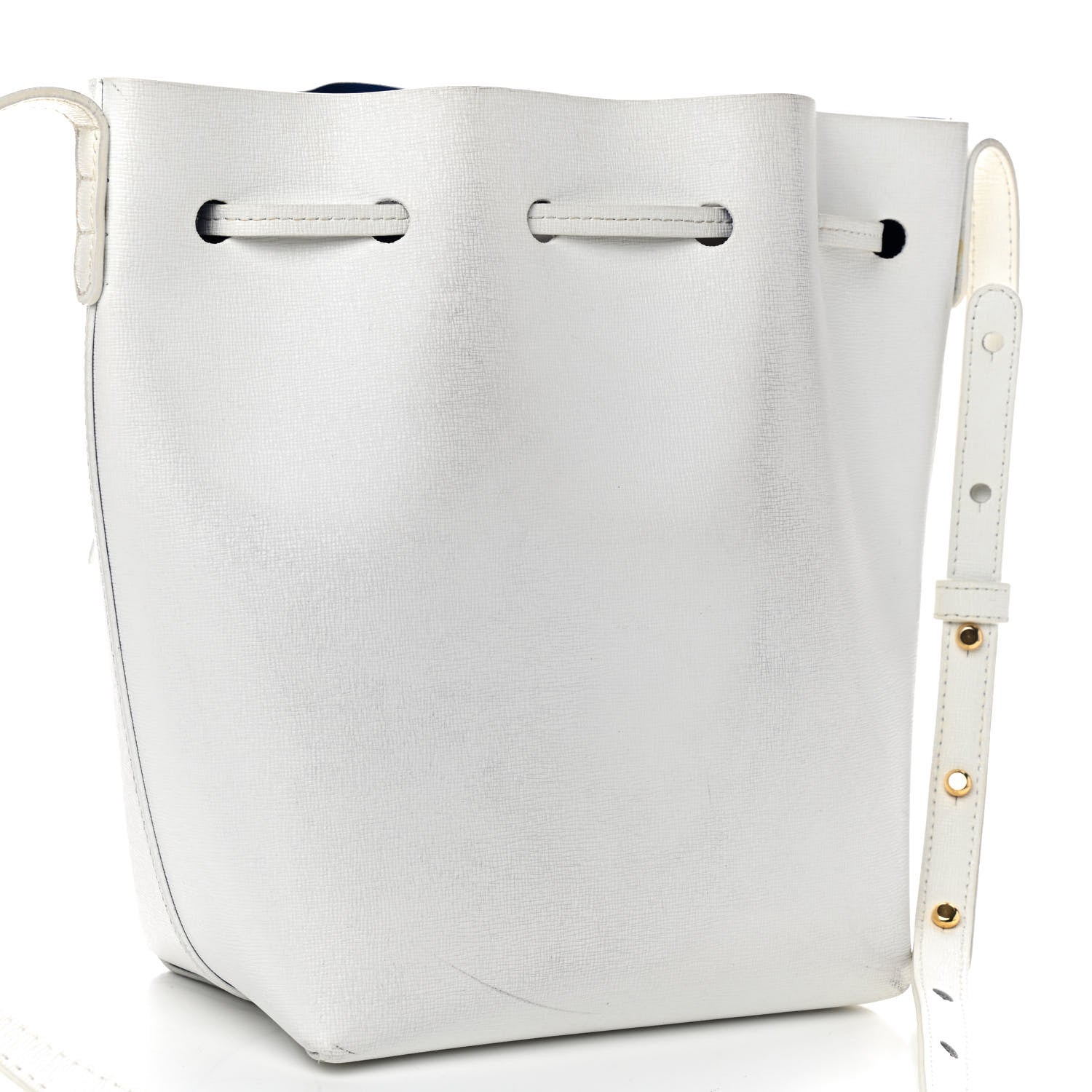 Mansur Gavriel Saffiano Mini Bucket Bag White Royal 9 of 11