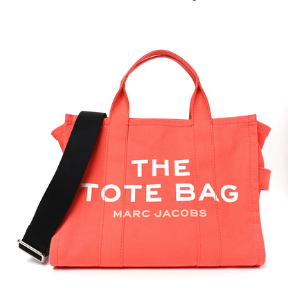 Marc Jacobs Cotton Canvas Medium The Traveler Tote Bag Electric Orange 1 of 9