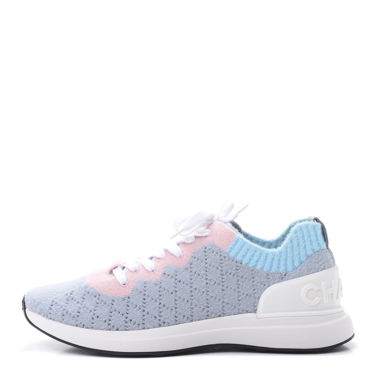 Mixed Fabrics Knit Sneakers 41 Grey Pink Blue
