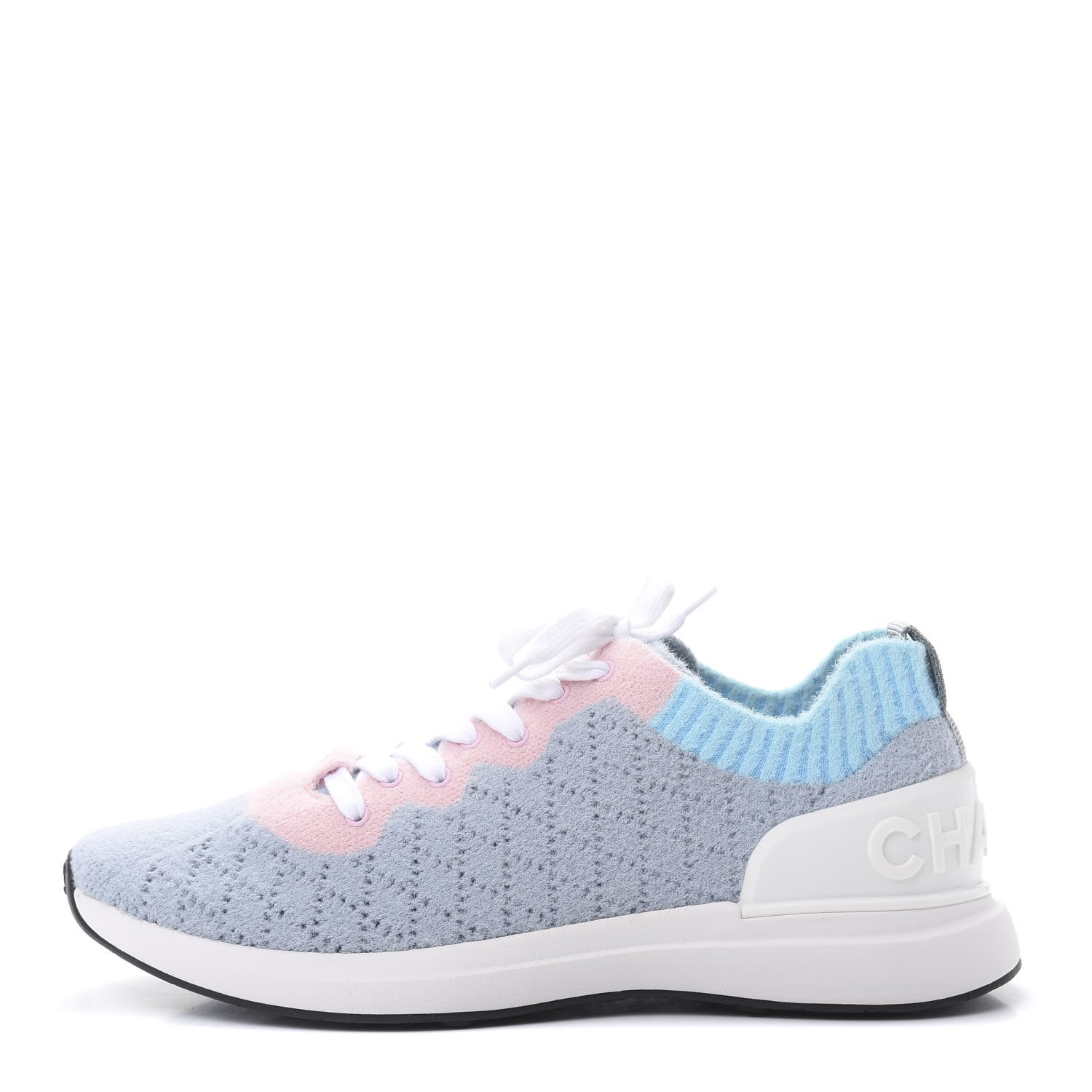 Chanel Mixed Fabrics Knit Sneakers 41 Grey Pink Blue 1 of 7