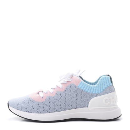 Chanel Mixed Fabrics Knit Sneakers 41 Grey Pink Blue 1 of 7