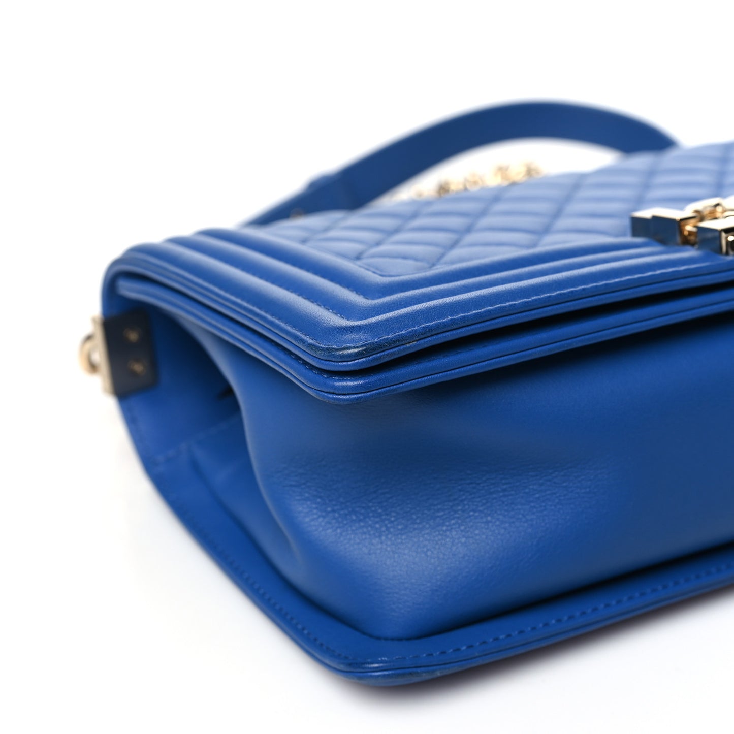 Calfskin Quilted Medium Boy Flap Blue