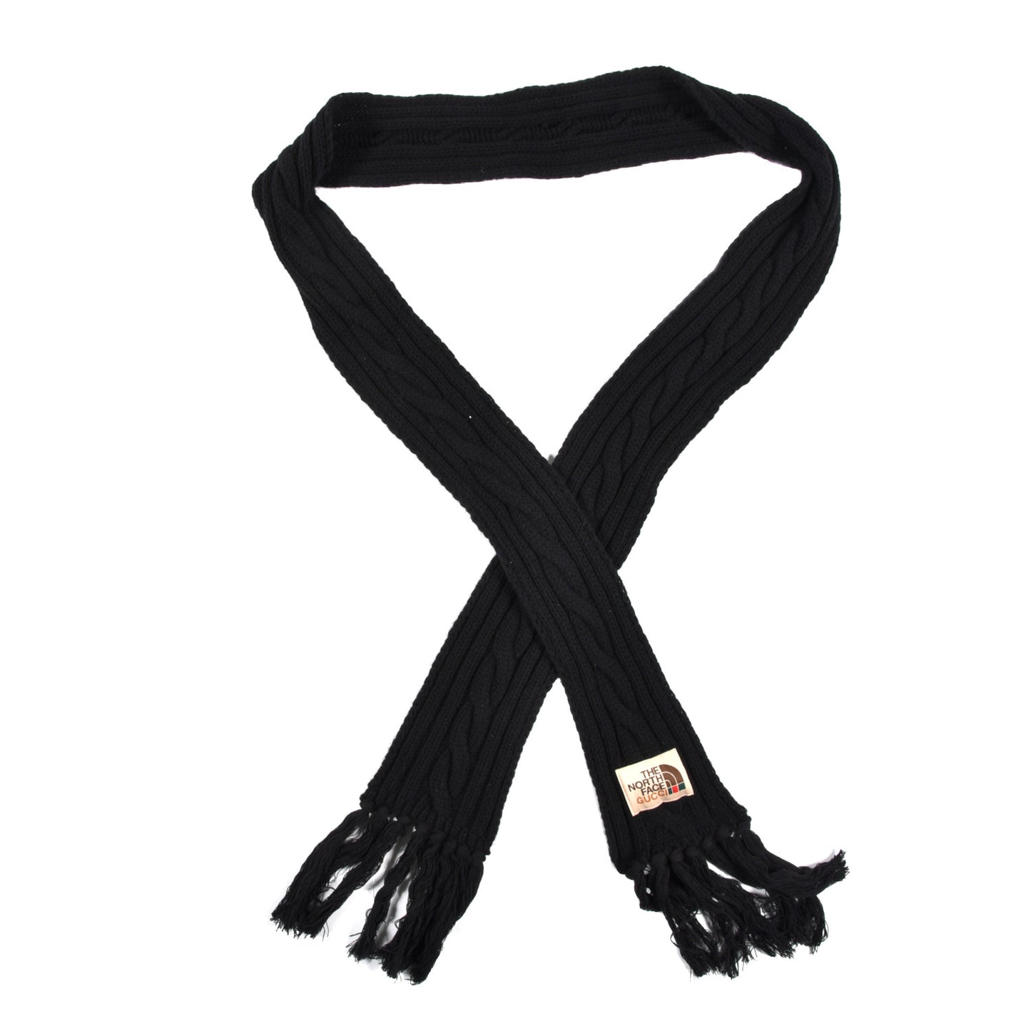 X NORTH FACE Wool Ribbed Knit Scarf Black