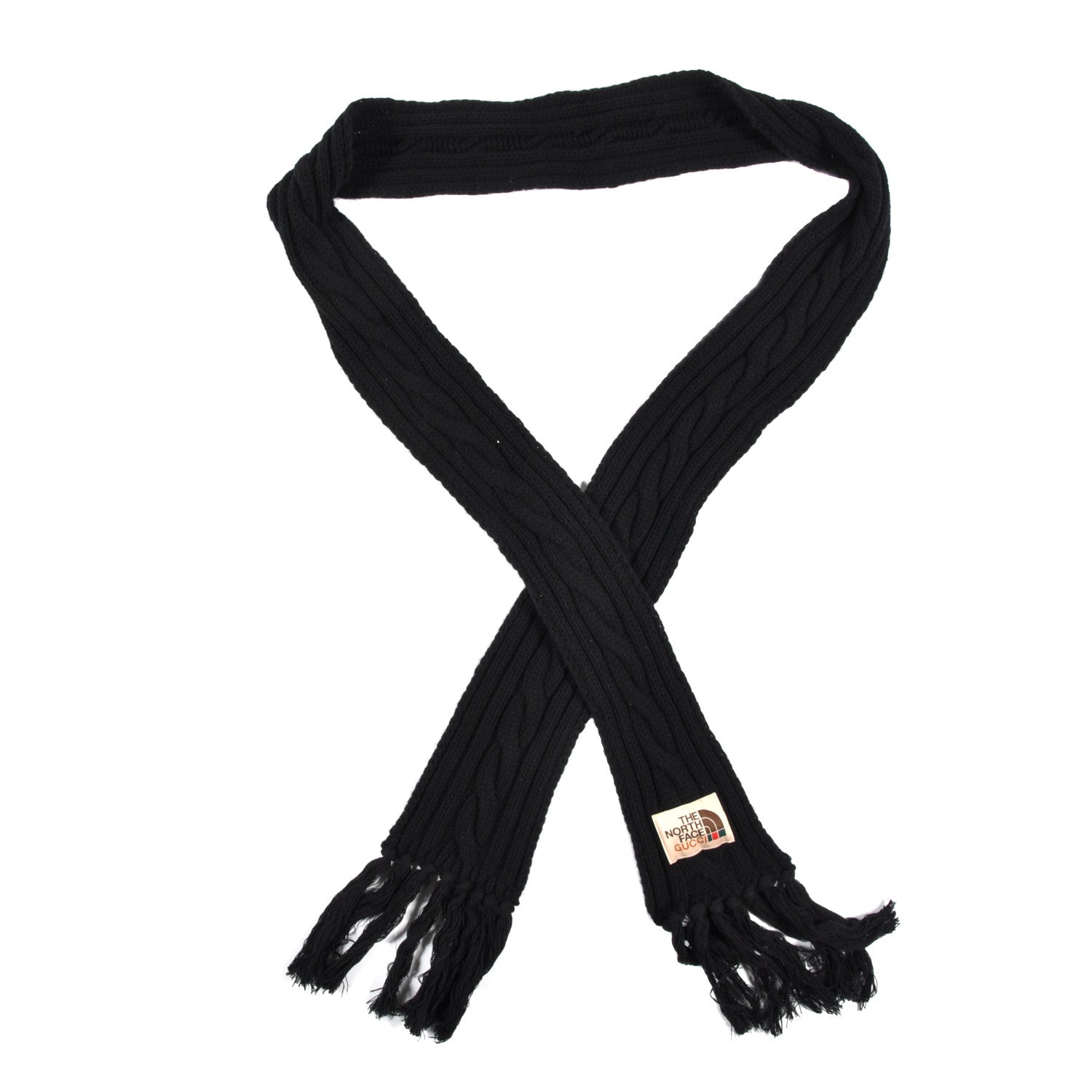 Gucci X NORTH FACE Wool Ribbed Knit Scarf Black 1 of 3