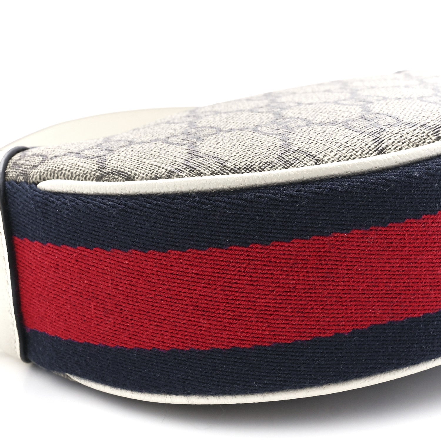 Gucci GG Supreme Monogram Textured Dollar Calfskin Web Mini Ophidia Half Moon Hobo Beige Ebony Mystic White 10 of 11