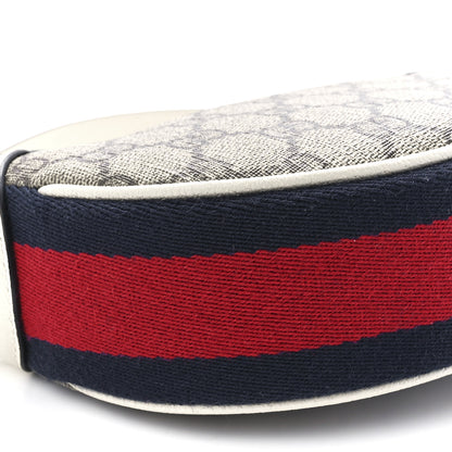 Gucci GG Supreme Monogram Textured Dollar Calfskin Web Mini Ophidia Half Moon Hobo Beige Ebony Mystic White 10 of 11