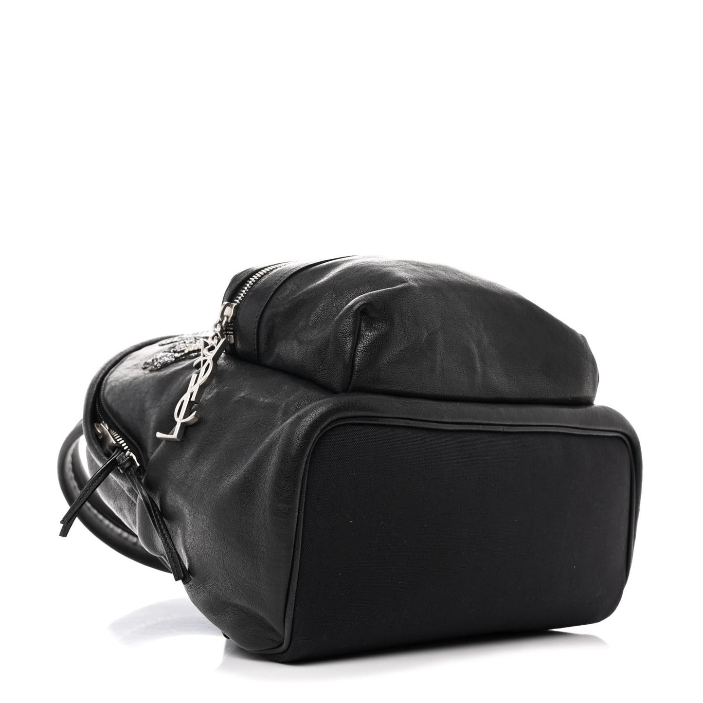 Sheepskin Snakeskin Mini Love Appliqué City Backpack Black