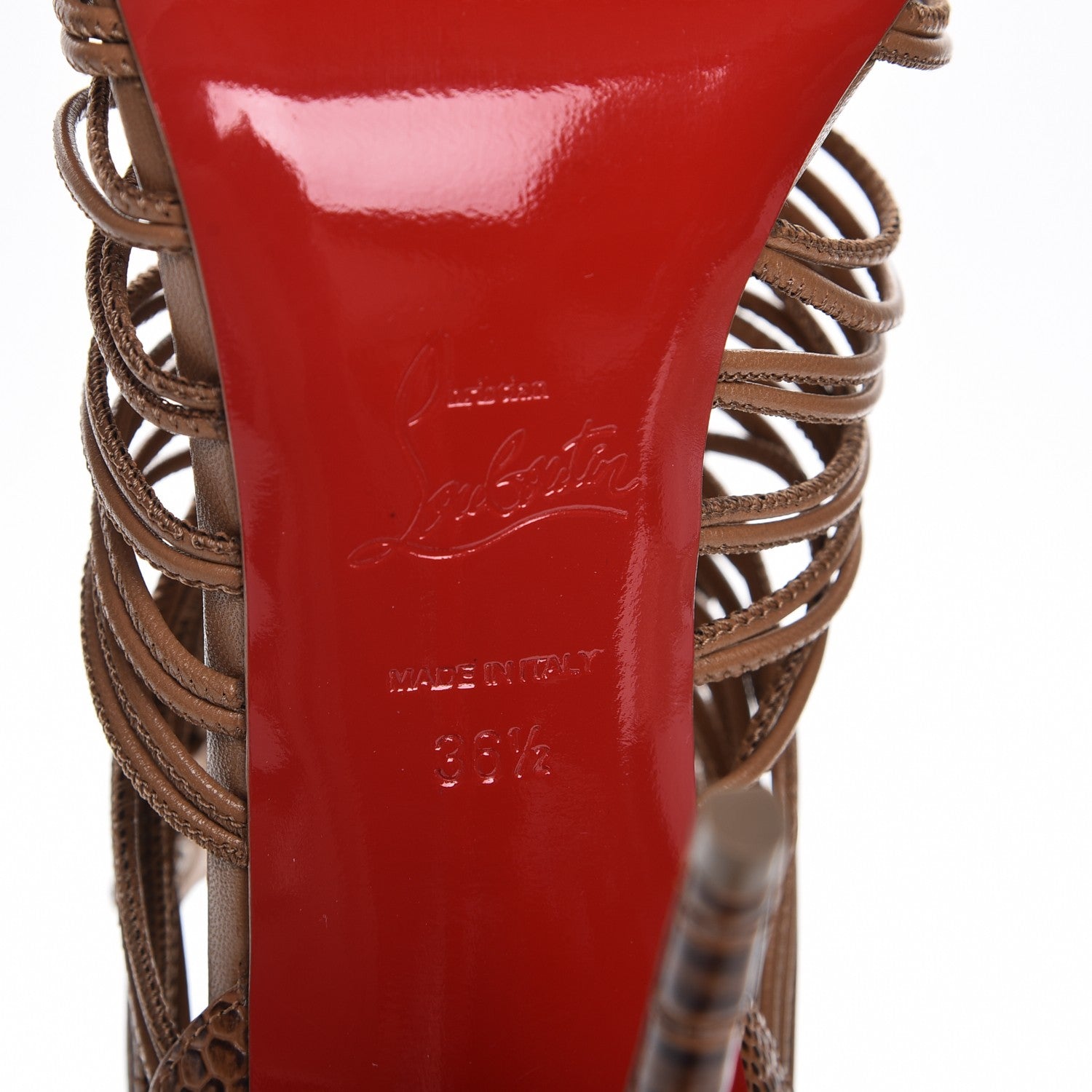 Christian Louboutin Ostrich Amal 100 Cage Sandals 36.5 Cognac 6 of 10