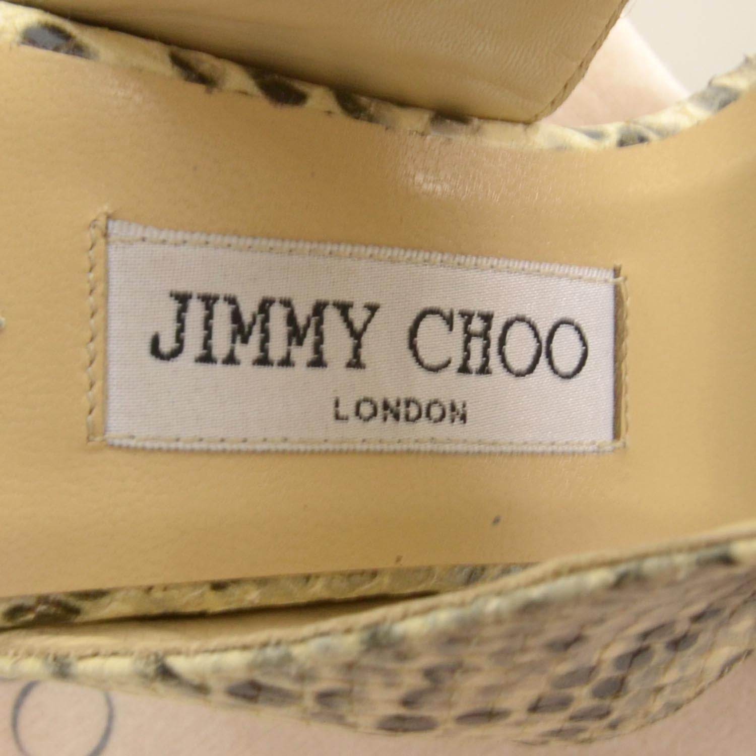 Jimmy Choo Snakeskin Wooden Mules Heels 38 5 of 6