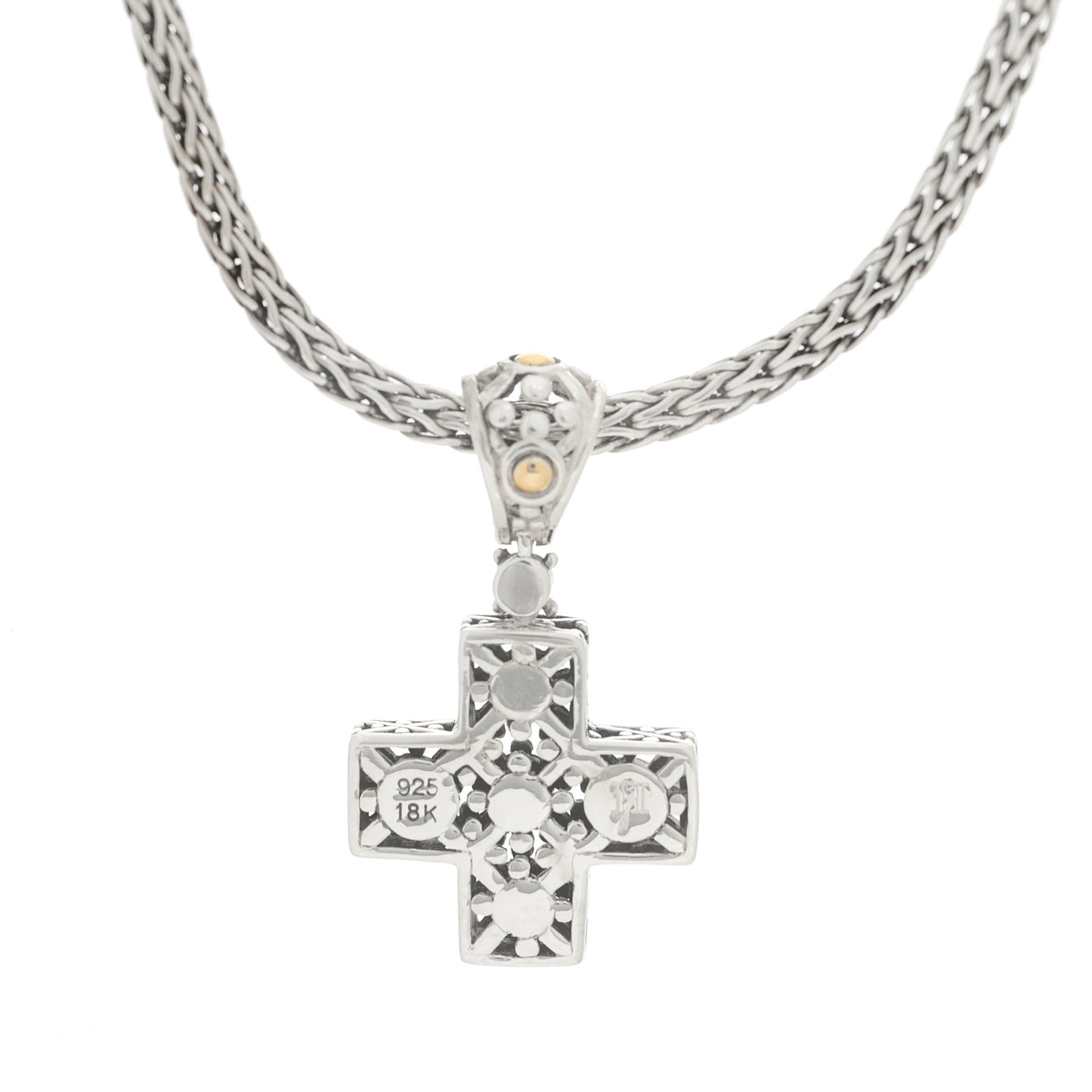 Sterling Silver 18K Yellow Gold Cross Pendant Necklace