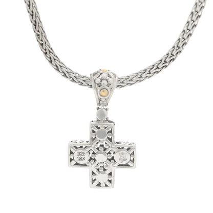 John Hardy Sterling Silver 18K Yellow Gold Cross Pendant Necklace 5 of 5