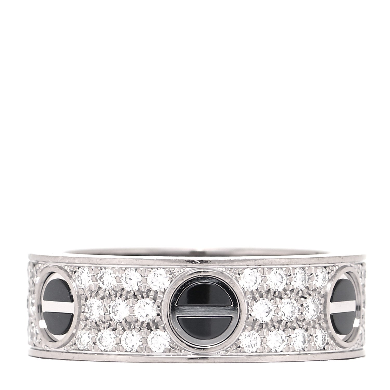 Cartier 18K White Gold Diamond Ceramic LOVE Paved Ring 53 6.25 3 of 4