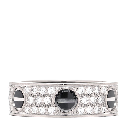 Cartier 18K White Gold Diamond Ceramic LOVE Paved Ring 53 6.25 3 of 4