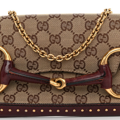 Gucci Monogram Studded Small Horsebit Clutch Bordeaux 8 of 15