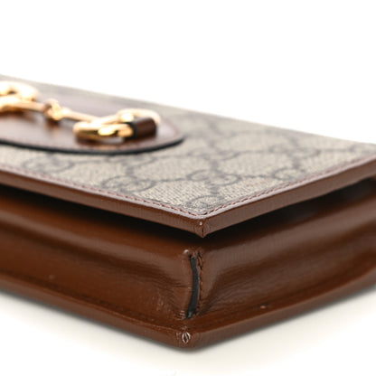 Gucci GG Supreme Monogram Azalea Calfskin Horsebit 1955 Wallet On Chain Beige Ebony Brown Sugar 9 of 10