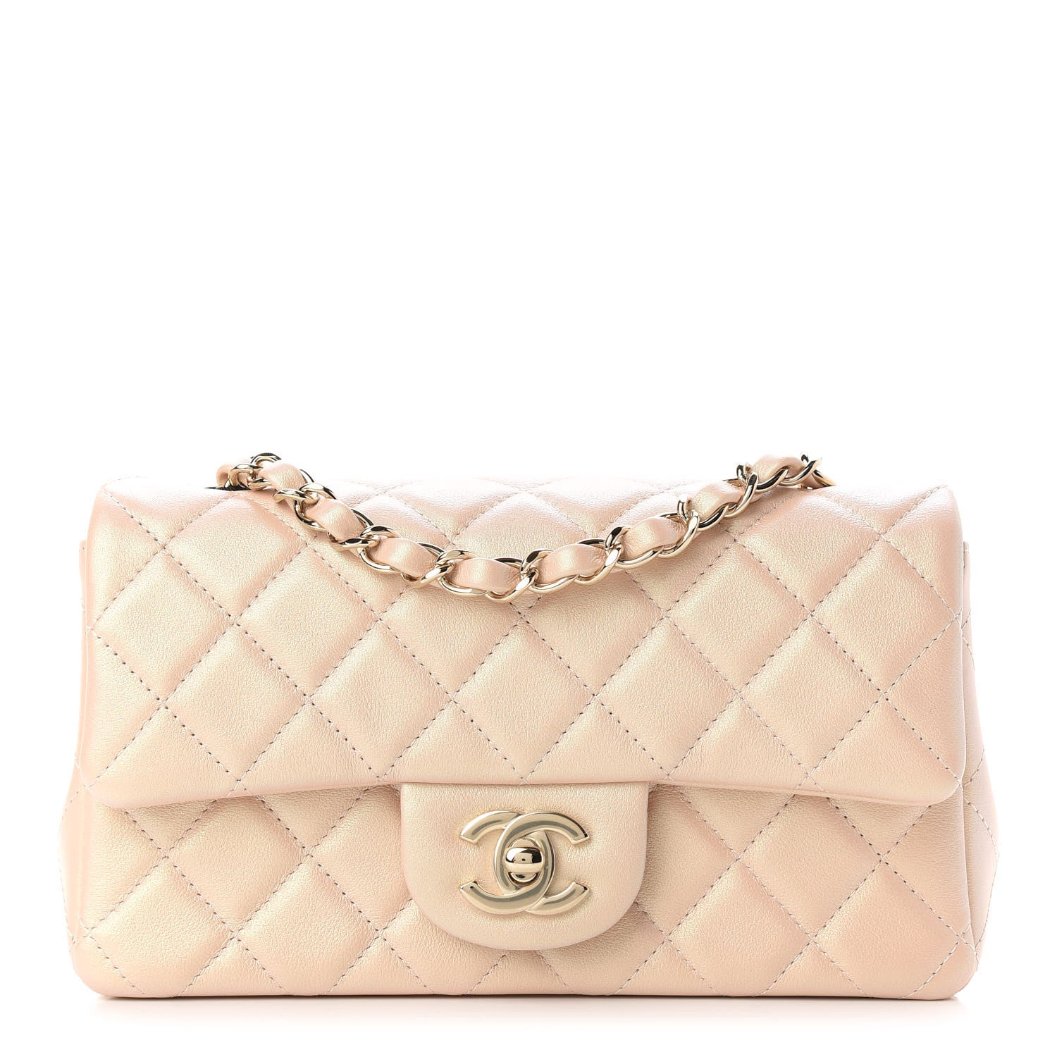 Chanel Iridescent Calfskin Quilted Mini Rectangular Flap Beige 1 of 8