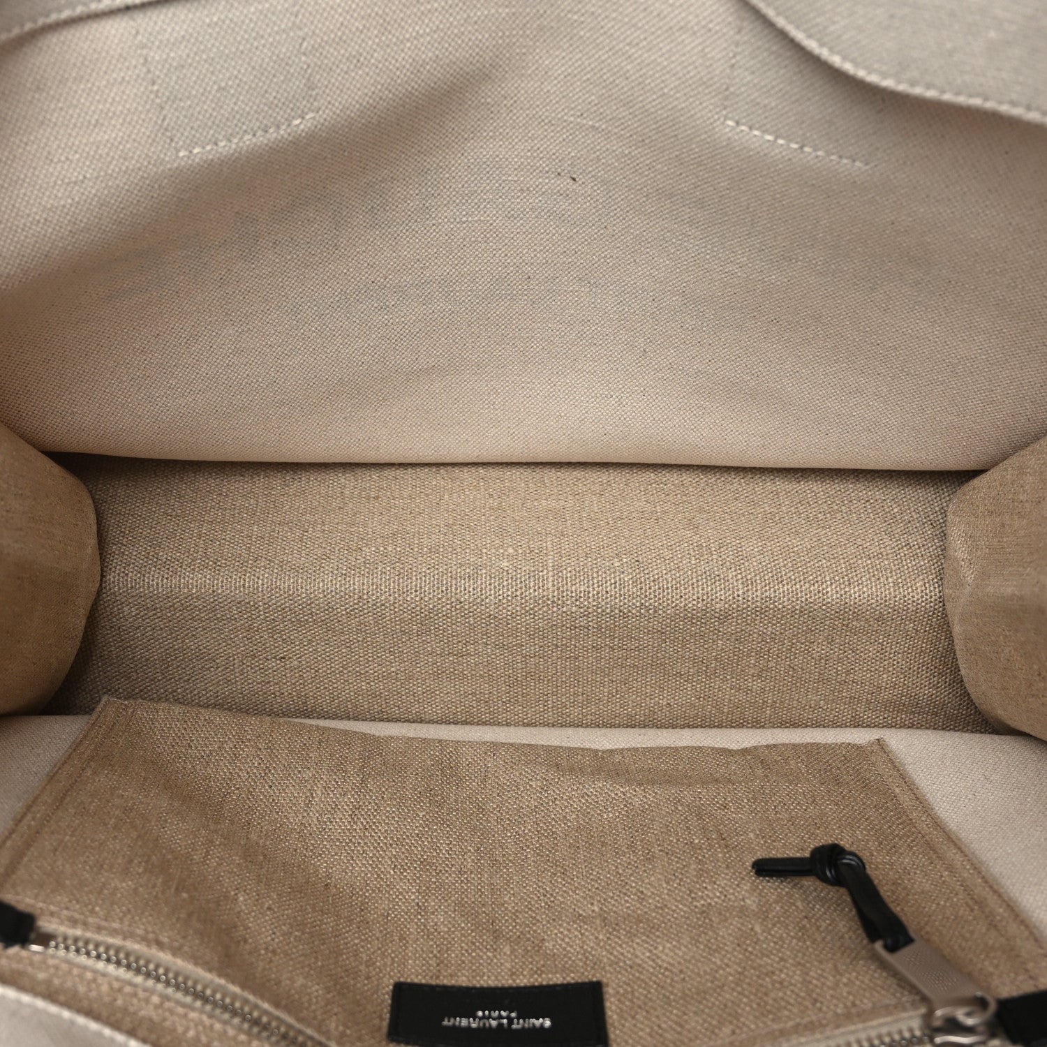 Saint Laurent Linen Calfskin Small Rive Gauche Tote Greggio Natural 5 of 8