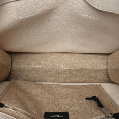 Saint Laurent Linen Calfskin Small Rive Gauche Tote Greggio Natural 5 of 8