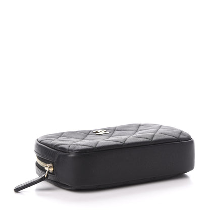 Chanel Grained Calfskin Quilted Small Curvy Pouch Cosmetic Case Black 4 of 9