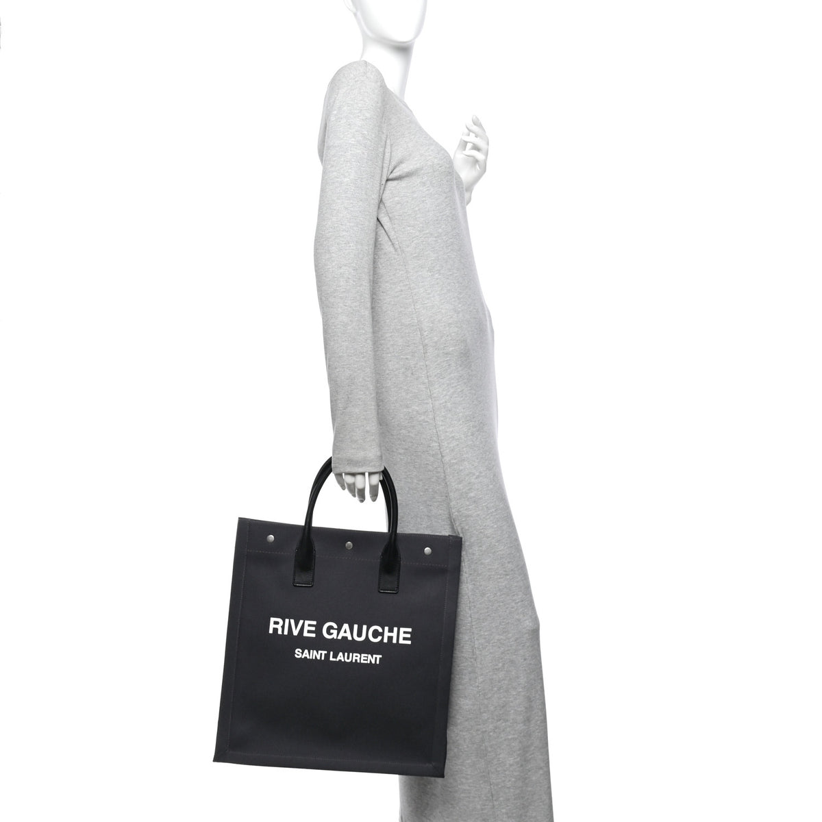Linen Calfskin Rive Gauche North South Tote Grey