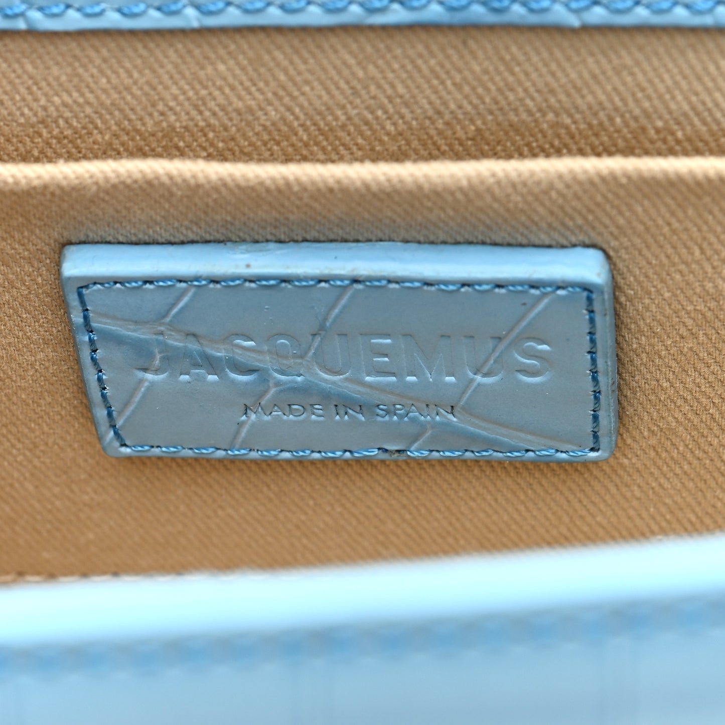 Calfskin Crocodile Embossed Le Sac Rond Blue