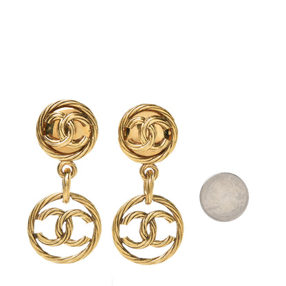 Chanel CC Large Drop Clip On Earrings Gold 2 of 6