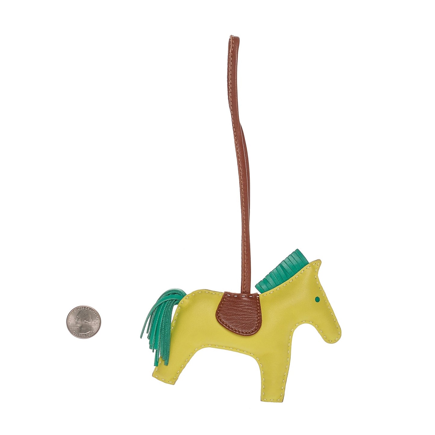 Milo Lambskin Grigri Rodeo Horse Bag Charm MM Lime Menthe Fauve