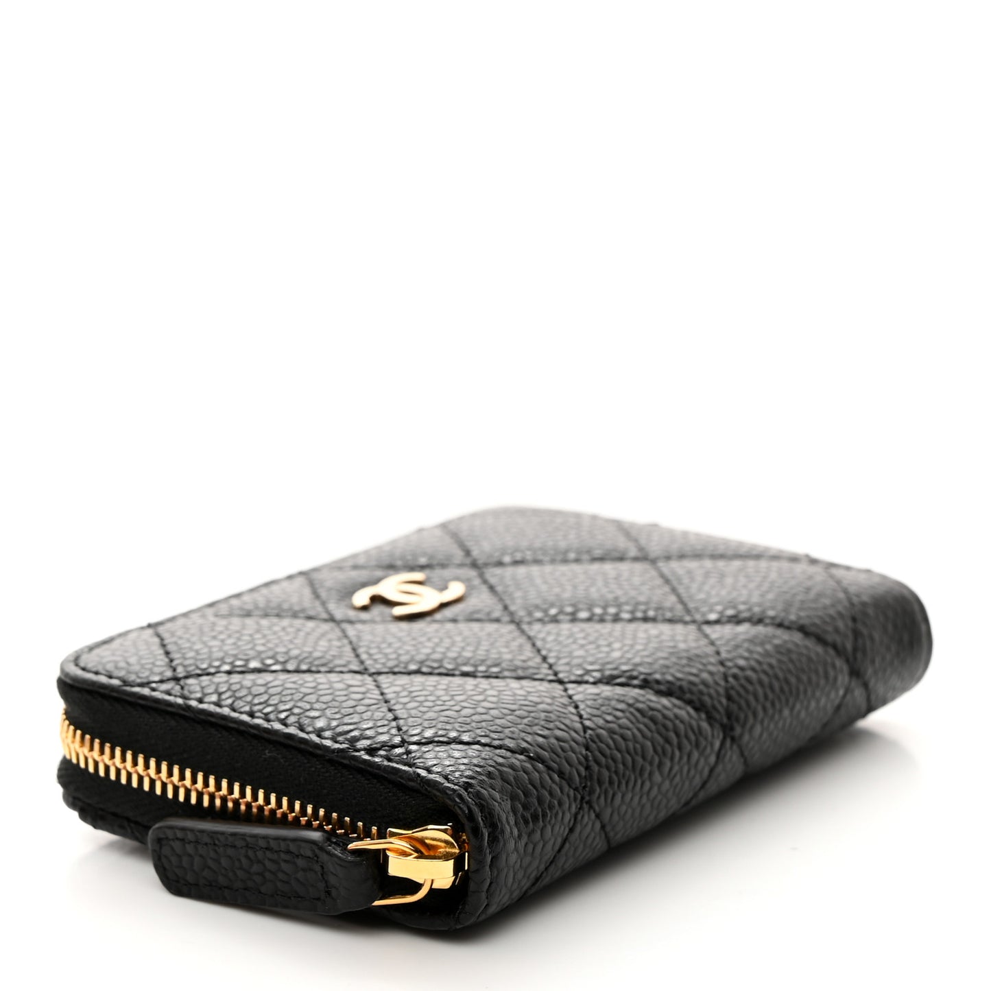 Caviar Quilted Zip Coin Purse Black