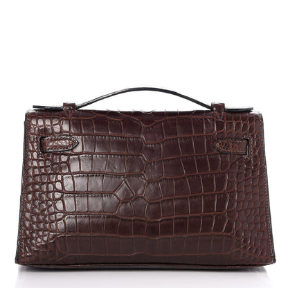 Hermes Matte Niloticus Crocodile Kelly Pochette Havane 4 of 23