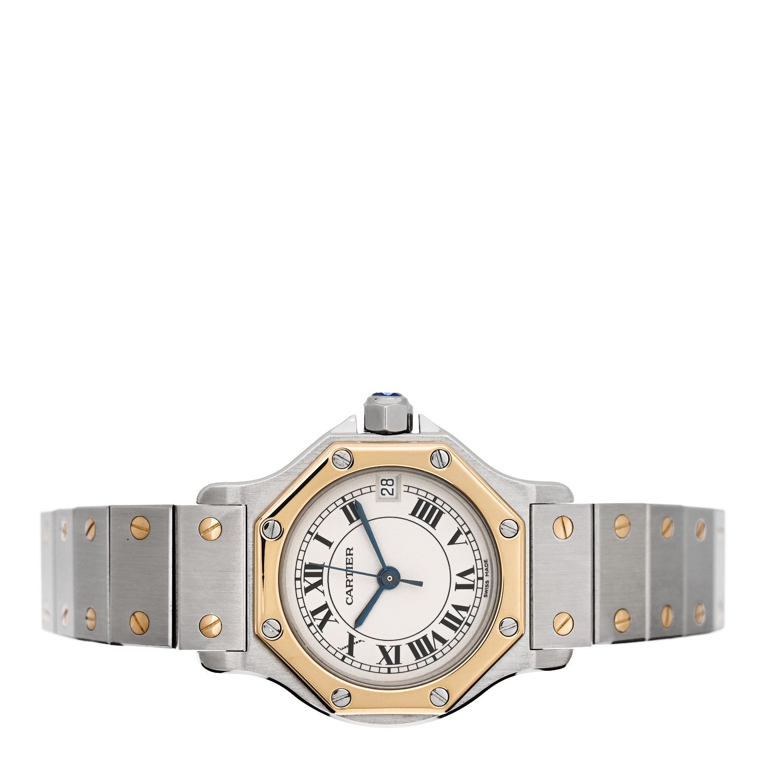 Cartier Stainless Steel 18K Yellow Gold 25mm Santos Octagon Quartz Watch 2 of 5